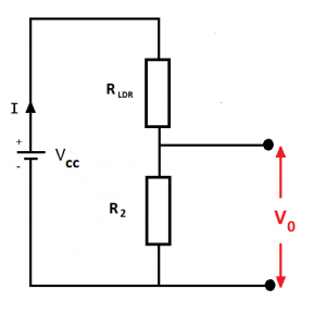 Fig 4. Light dependent resistor voltage divider circuit