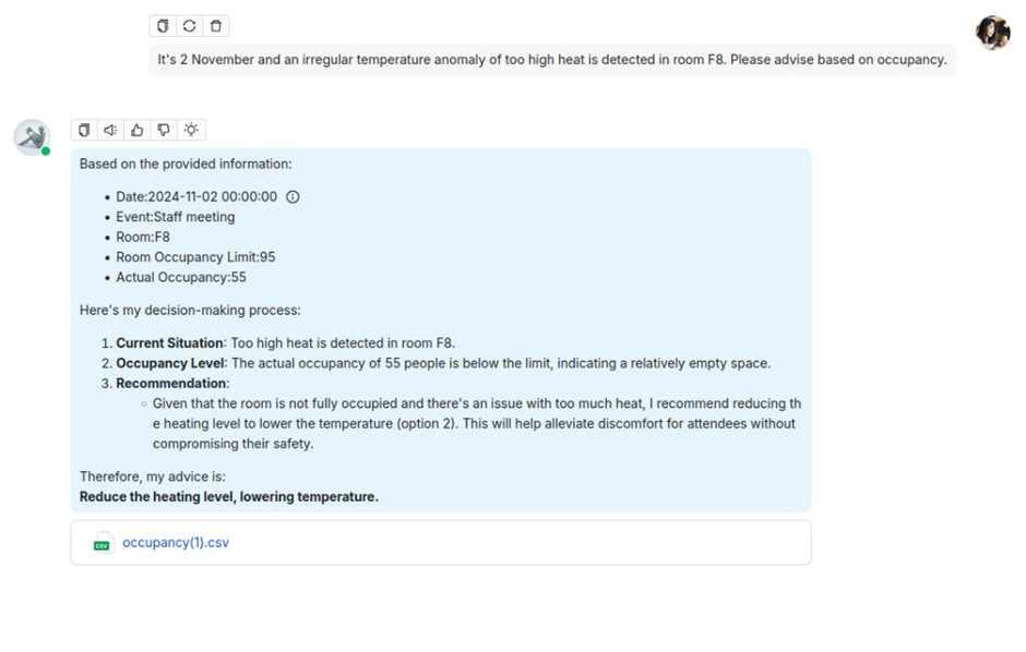 An early prototype of a RAG-enabled LLM for time-series based decision support